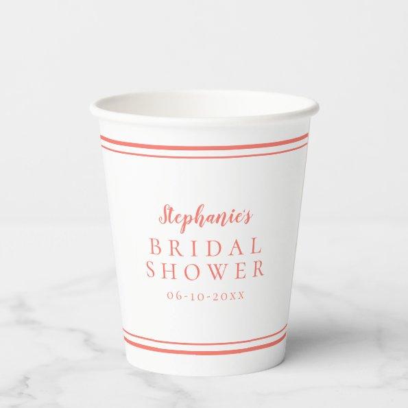 Simple Coral  Paper Cups