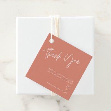 Simple Coral Bridal Shower Thank You Favor Tags