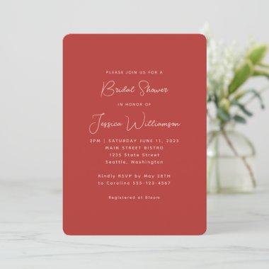 Simple Cute Aesthetic Red and Pink Bridal Shower Invitations