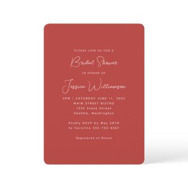 Simple Cute Aesthetic Red and Pink Bridal Shower Invitations