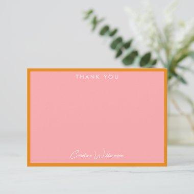 Simple Cute Modern Pink Orange Custom Shower Flat Thank You Invitations