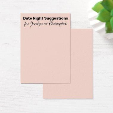 Simple Date Night Suggestions Blush Pink Invitations