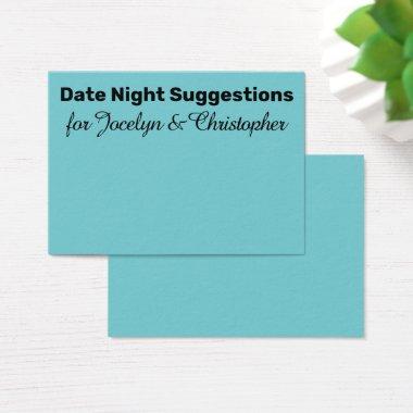 Simple Date Night Suggestions Turquoise Invitations