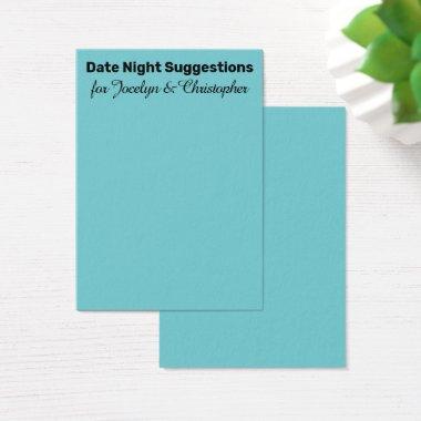 Simple Date Night Suggestions Turquoise Invitations