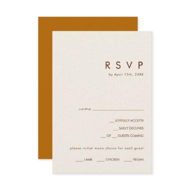 Simple Desert | Burnt Orange Menu Choice RSVP Card