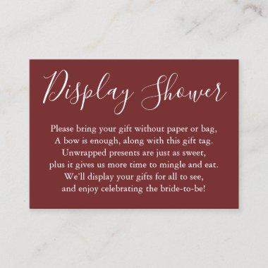 Simple Display Bridal Shower Burgundy Red Enclosure Invitations