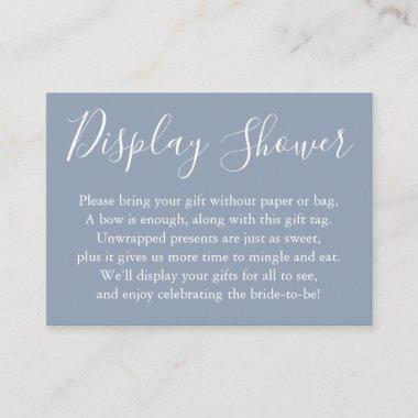 Simple Display Bridal Shower Dark Dusty Blue Enclosure Invitations
