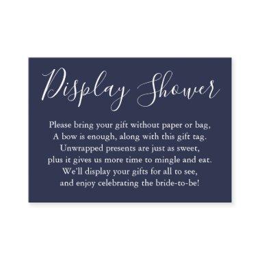 Simple Display Bridal Shower White and Navy Blue Enclosure Invitations