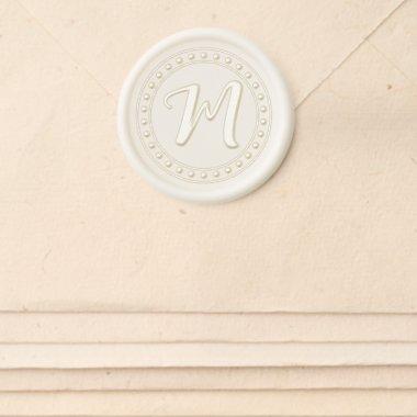 Simple Dots Pattern Circular Frame Monogram Wax Seal Sticker