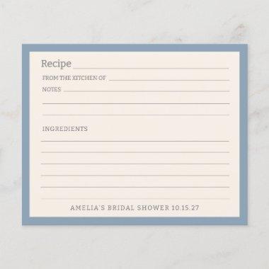 Simple Dusty Blue Border Personalized Recipe Invitations