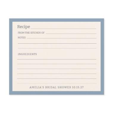 Simple Dusty Blue Border Personalized Recipe Invitations