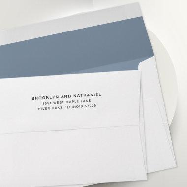 Simple Dusty Blue Return Address Lined Envelope