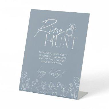 Simple Dusty Blue Ring Hunt  Game Pedestal Sign