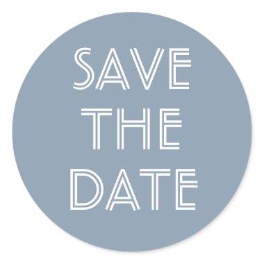 Simple Dusty Blue Save The Date Sticker