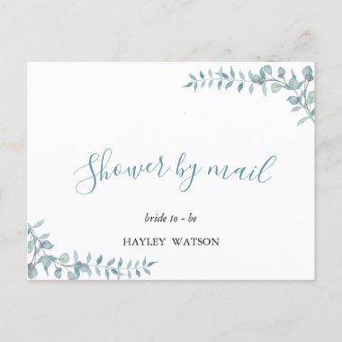 Simple Dusty Blue Watercolor Bridal Shower By Mail Invitation PostInvitations