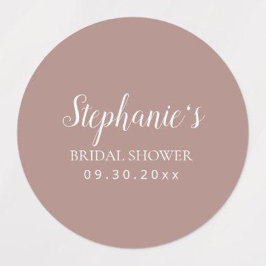 Simple Dusty Rose and White Bridal Shower Labels