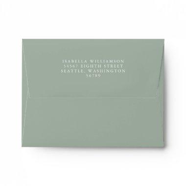 Simple Dusty Sage Green Return Address Note Invitations Envelope