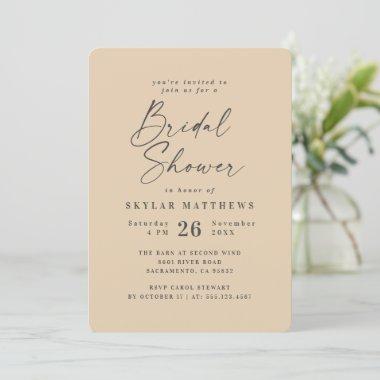 Simple Dusty Yellow Solid Color Bridal Shower Invitations