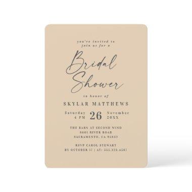 Simple Dusty Yellow Solid Color Bridal Shower Invitations