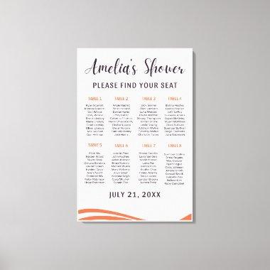 Simple Elegan Editable Bridal Shower Seating Chart Canvas Print