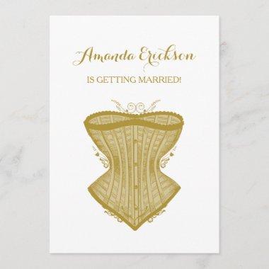 Simple Elegance Gold Corset Lingerie Bridal Shower Invitations
