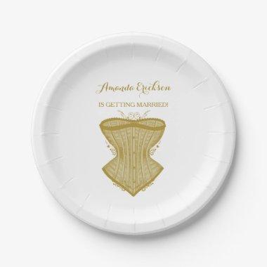 Simple Elegance Gold Corset Lingerie Bridal Shower Paper Plates