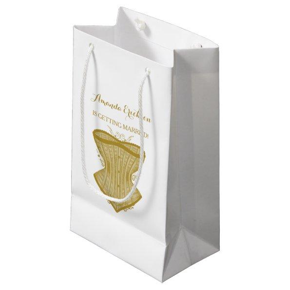 Simple Elegance Gold Corset Lingerie Bridal Shower Small Gift Bag
