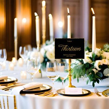 Simple Elegant Black Luxe Gold Edge Table Number