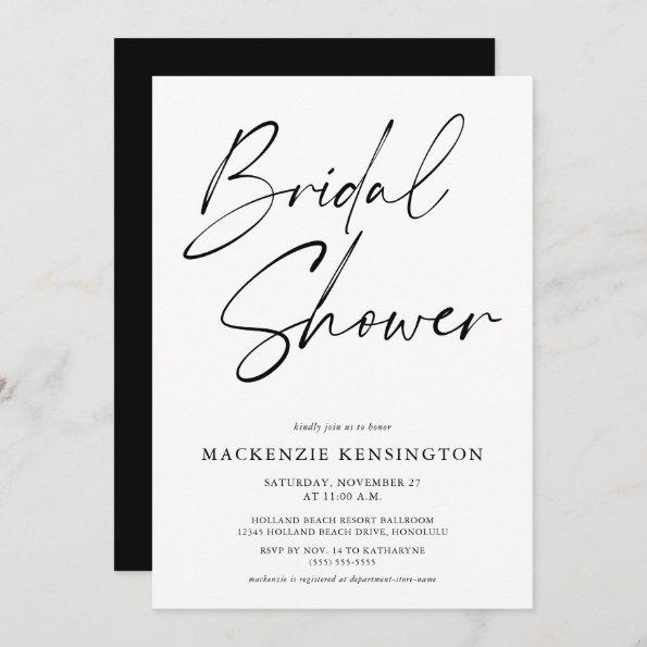 Simple Elegant Black White Bridal Shower Invitations