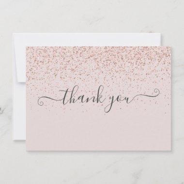 Simple Elegant Blush Pink Script Photo Thank You Invitations