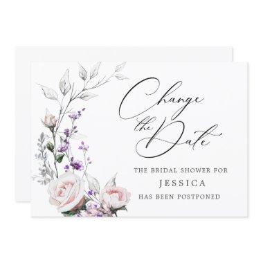 Simple Elegant Bridal Shower Change the Date Invitations