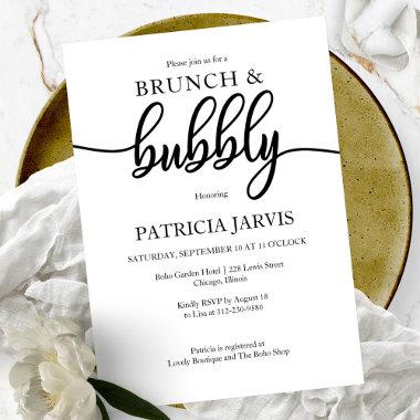Simple Elegant Brunch And Bubbly Bridal Shower Invitations