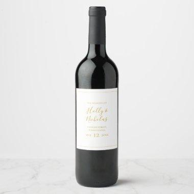 Simple Elegant Christmas White Wedding Wine Label