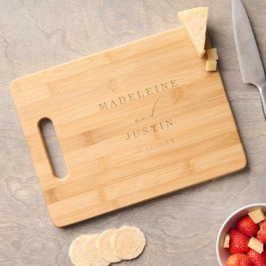 Simple Elegant Couple Personalized Wedding Engraved Cutting Board