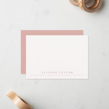Simple Elegant Dusty Pink Custom Name Note Invitations