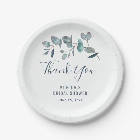 Simple Elegant Eucalyptus Floral  Paper Plates