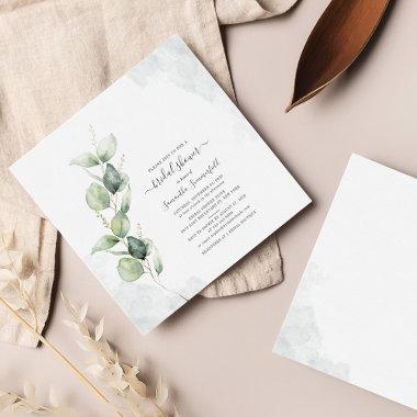 Simple Elegant Eucalyptus Greenery Bridal Shower Invitations