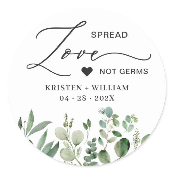 Simple Elegant Eucalyptus Sanitizer Wedding Favor Classic Round Sticker