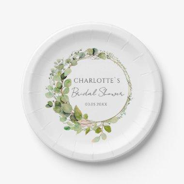 Simple, elegant eucalyptus Wedding  Paper Plates