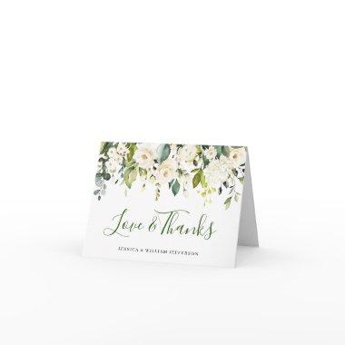 Simple Elegant Eucalyptus White Roses Floral Thank You