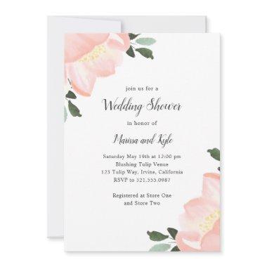 Simple Elegant Floral Blush Pink Wedding Shower Invitations