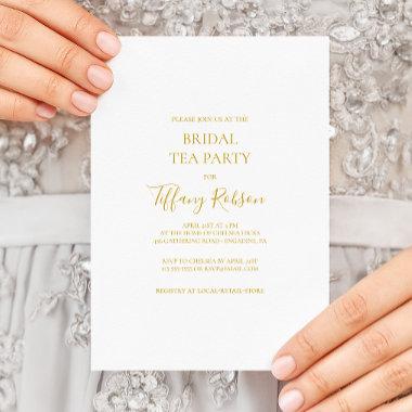 Simple Elegant Gold Bridal Tea Party Invitations