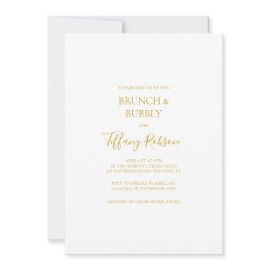 Simple Elegant Gold Brunch and Bubbly Shower Invitations