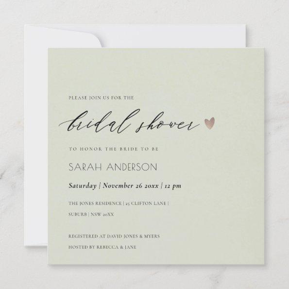 SIMPLE ELEGANT GOLD GREY TYPOGRAPHY BRIDAL SHOWER Invitations