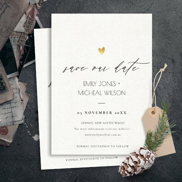 SIMPLE ELEGANT GOLD GREY TYPOGRAPHY SAVE THE DATE