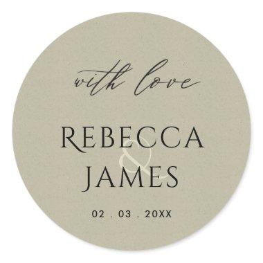 SIMPLE ELEGANT GOLD GREY TYPOGRAPHY TEXT ONLY CLASSIC ROUND STICKER