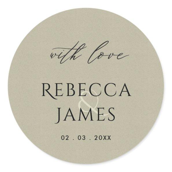 SIMPLE ELEGANT GOLD GREY TYPOGRAPHY TEXT ONLY CLASSIC ROUND STICKER