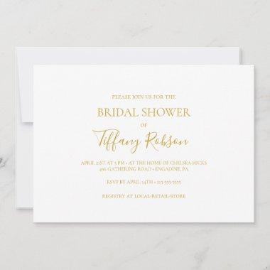 Simple Elegant Gold Horizontal Bridal Shower Invitations