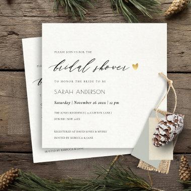 SIMPLE ELEGANT GOLD KRAFT TYPOGRAPHY Bridal Shower Invitations