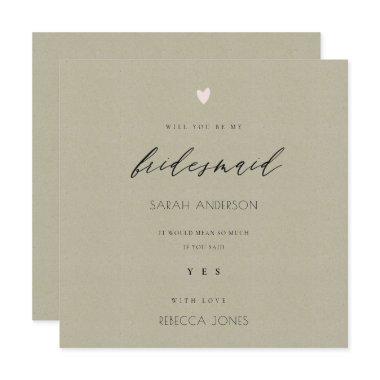 SIMPLE ELEGANT GOLD KRAFT TYPOGRAPHY bridesmaid Invitations